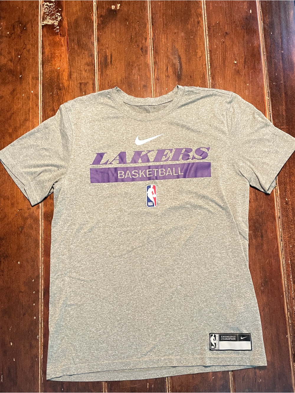 Nike Gray Tee with Purple Lakers Basketball Graphics